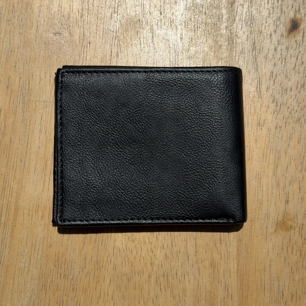 Columbia Men's Black Bifold Wallet with Logo Accent, ID Window & Card Slots